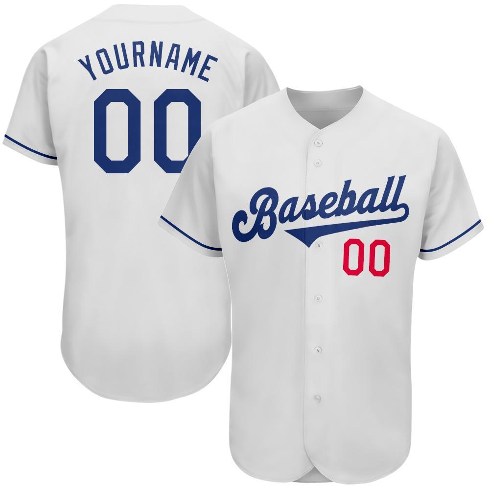 Custom Baseball Jersey - White Royal-Red