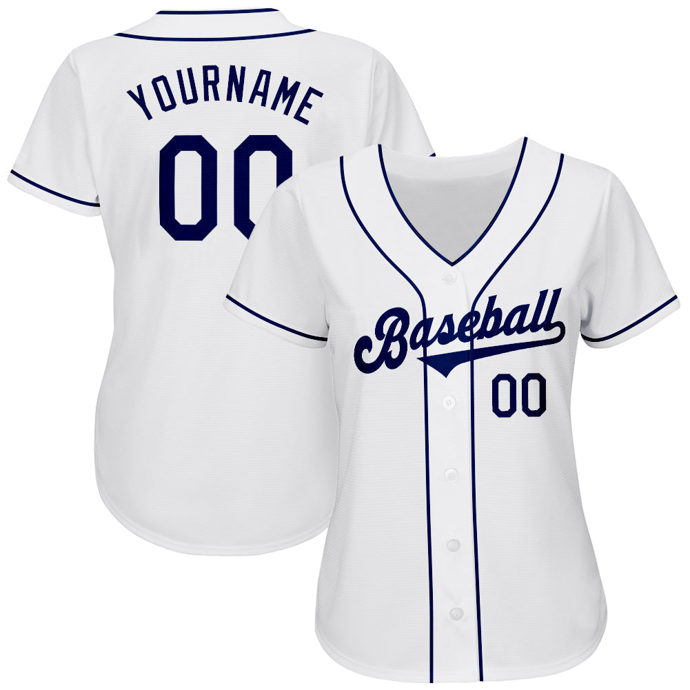 Custom Baseball Jersey - White Navy