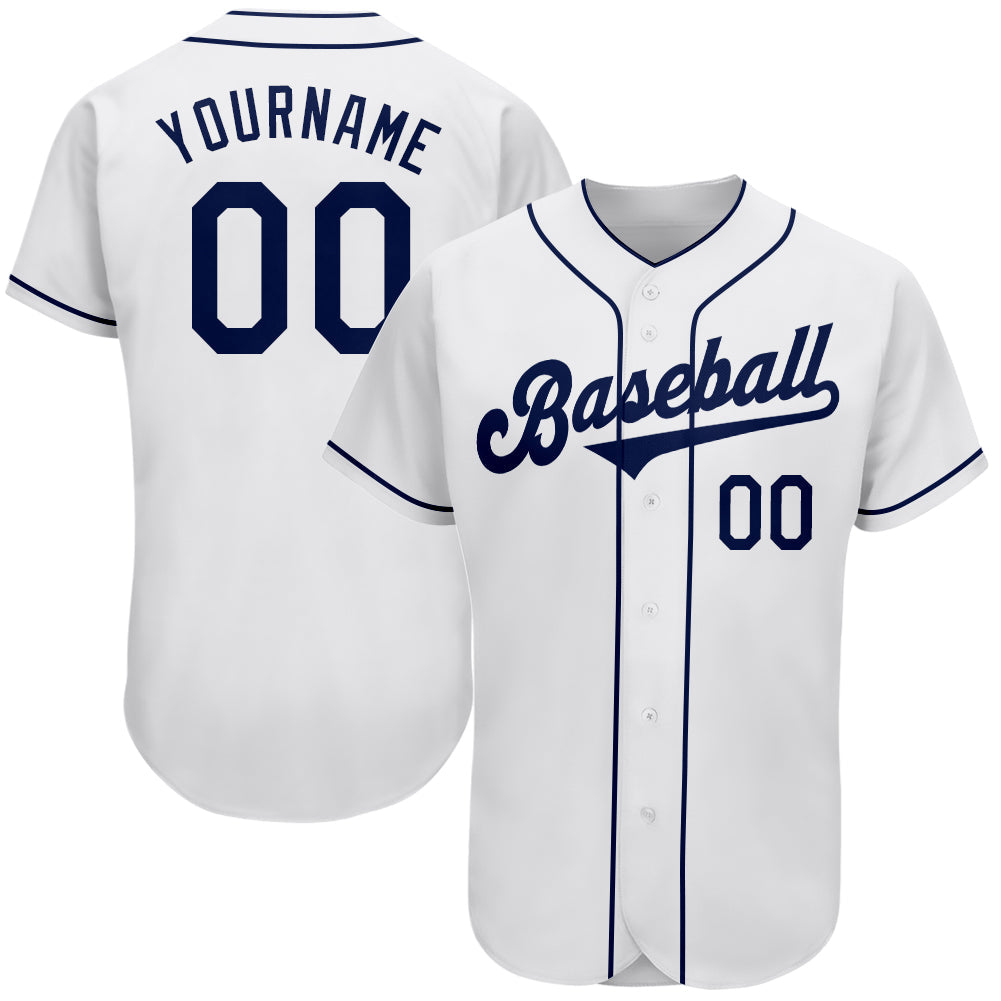 Custom Baseball Jersey - White Navy