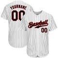 Custom Baseball Jersey - White Black Pinstripe Black-Red