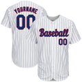 Custom Baseball Jersey - White Royal Pinstripe Royal-Red