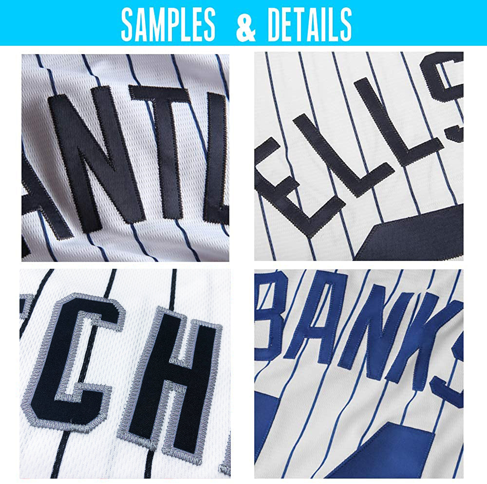 Custom Baseball Jersey - White Red Pinstripe Red-White