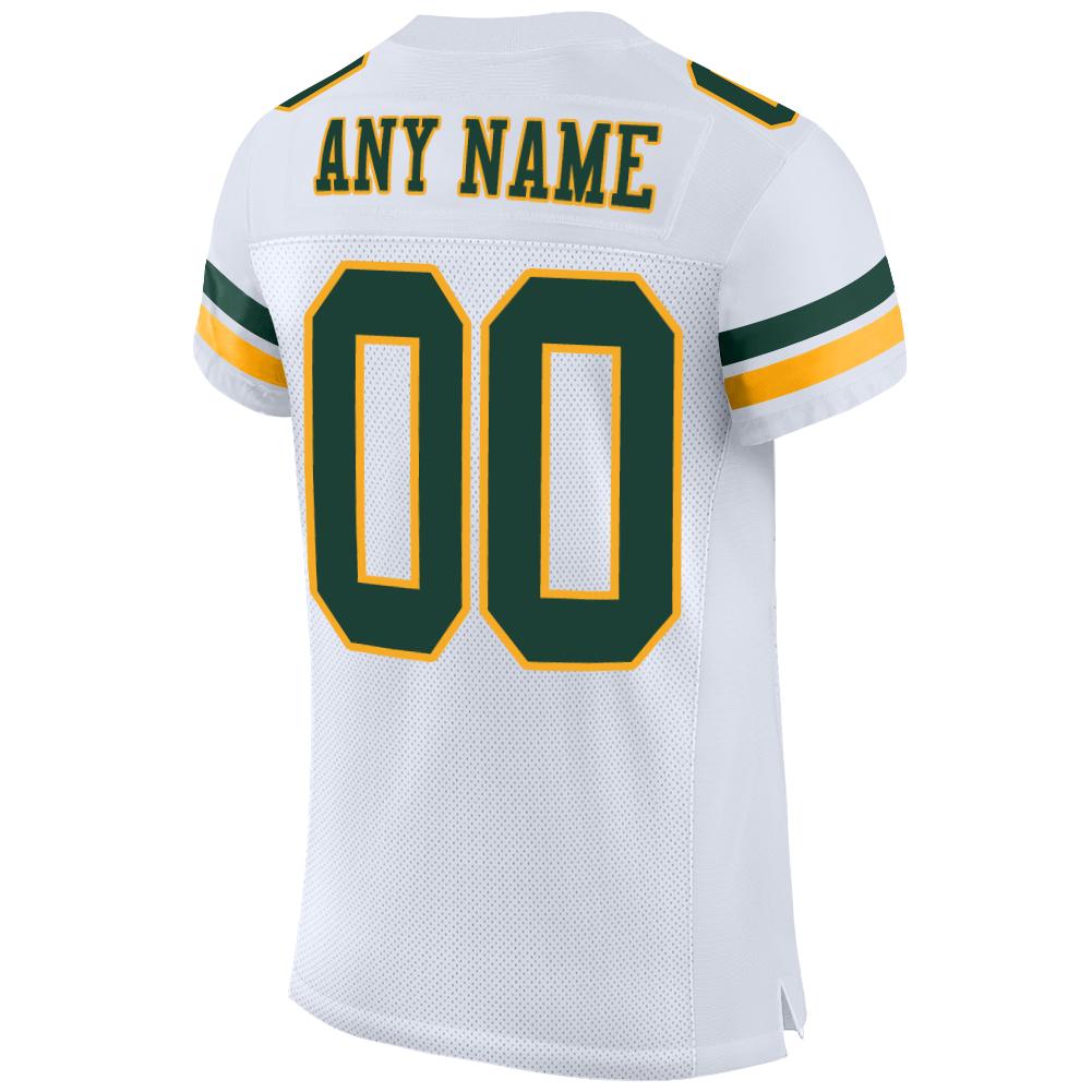 Custom Football Jersey - White Green-Gold Mesh - Style White0203