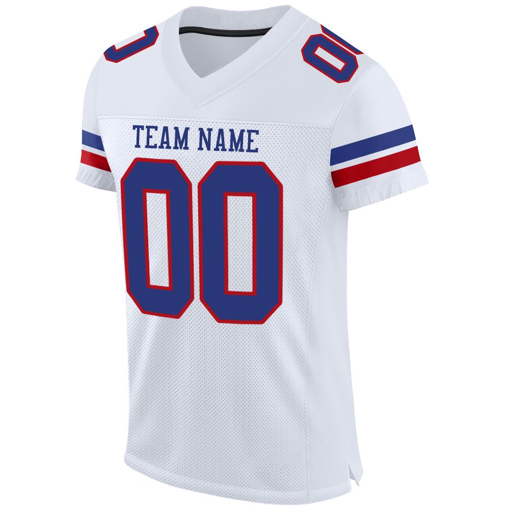 Custom Football Jersey - White Royal-Red Mesh - Style White0204