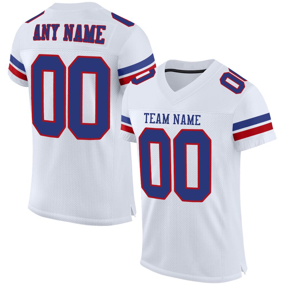 Custom Football Jersey - White Royal-Red Mesh - Style White0204
