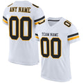 Custom Football Jersey - White Black-Gold Mesh - Style White0207