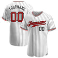 Custom Baseball Jersey - White Black Pinstripe Red-Black