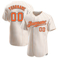 Custom Baseball Jersey - White Orange Pinstripe Orange-Black