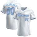 Custom Baseball Jersey - White Light Blue Pinstripe Light Blue-Navy