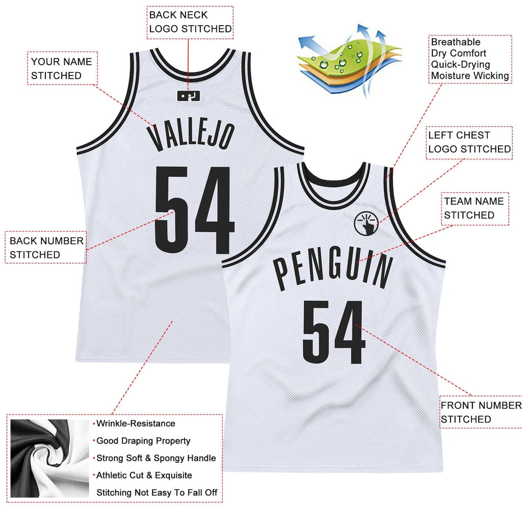 Custom Basketball Jersey - White Black Throwback