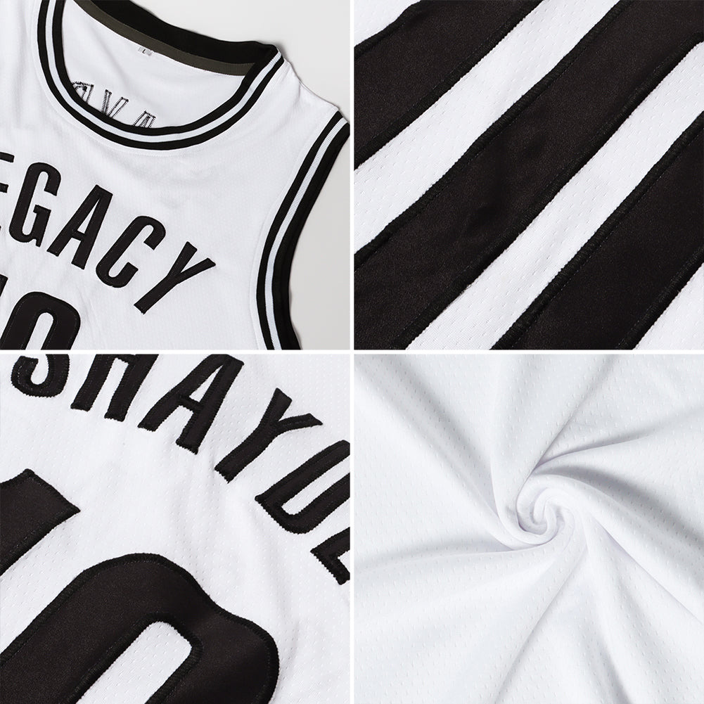 Custom Basketball Jersey - White Black Throwback