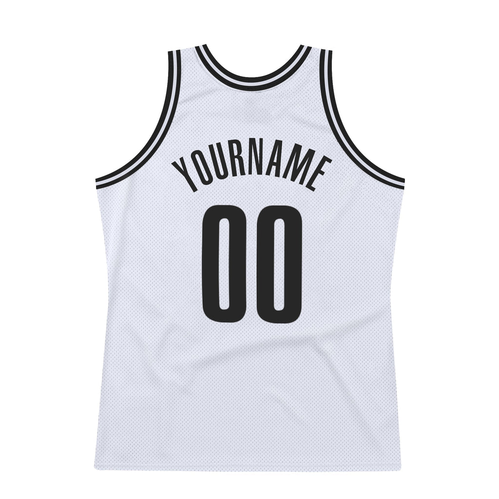 Custom Basketball Jersey - White Black Throwback