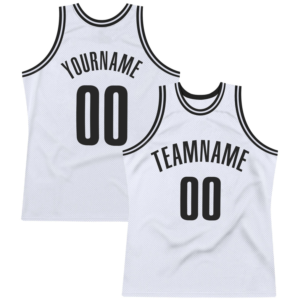 Custom Basketball Jersey - White Black Throwback