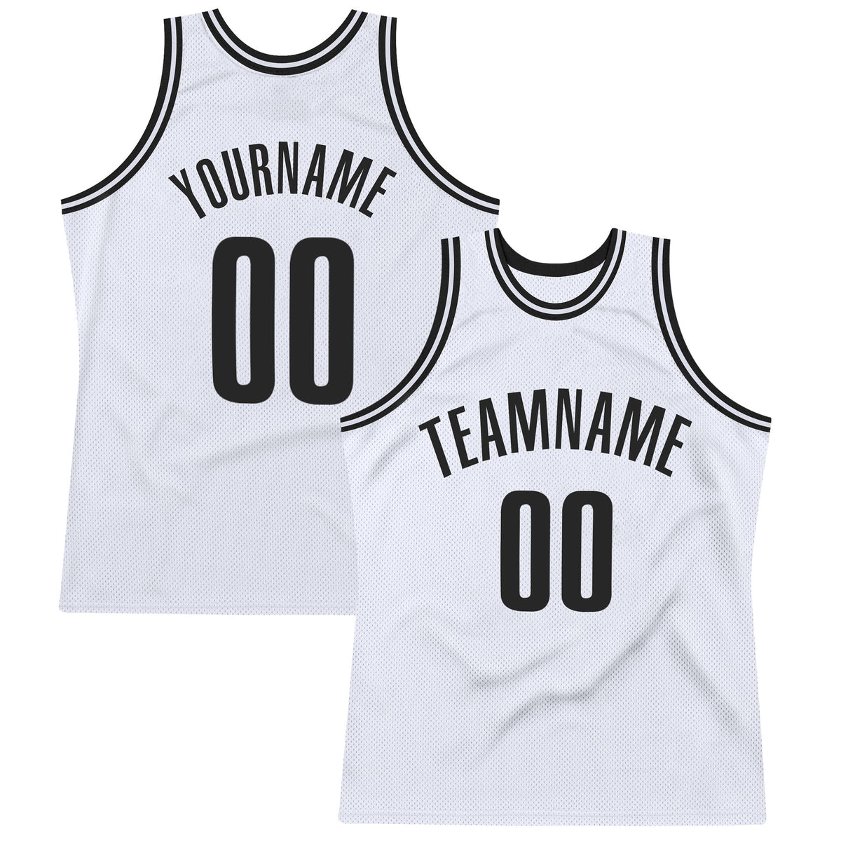 Custom Basketball Jersey - White Black Throwback