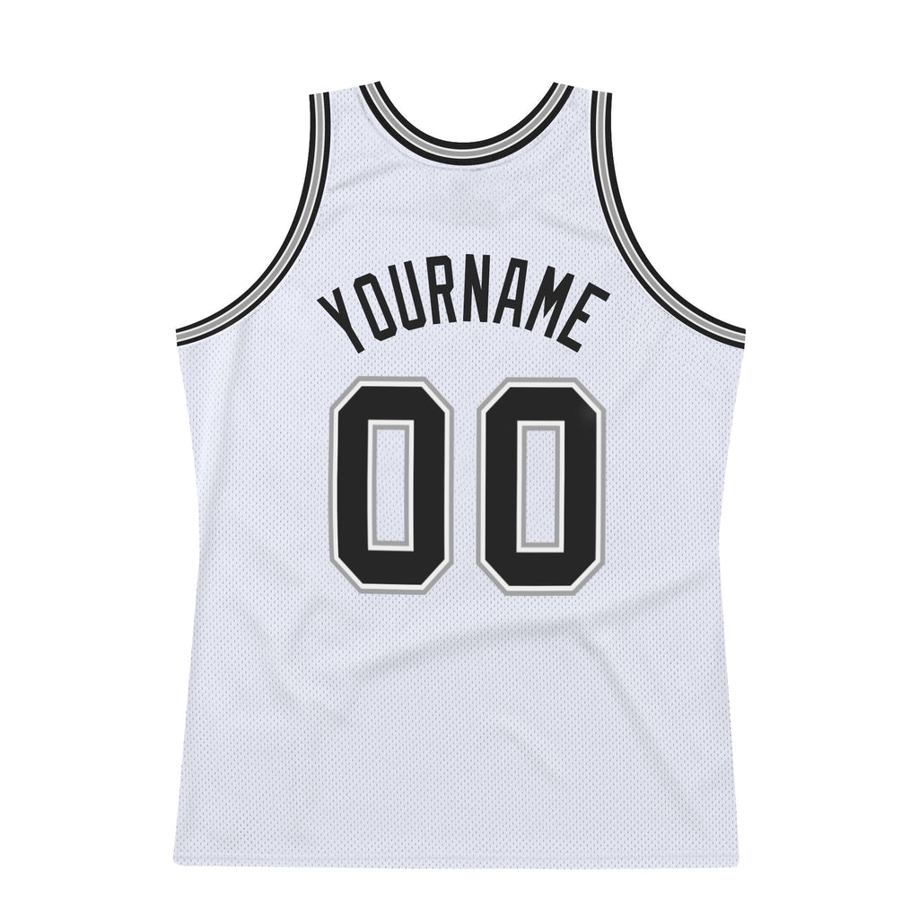 Custom Basketball Jersey - White Black-Gray Throwback