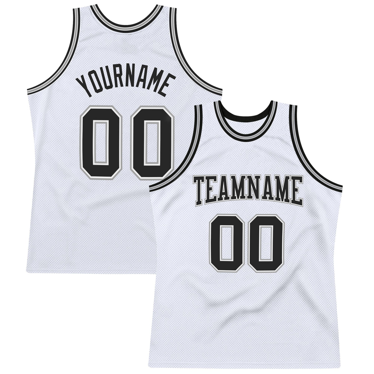 Custom Basketball Jersey - White Black-Gray Throwback