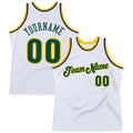 Custom Basketball Jersey - White Hunter Green-Gold Throwback