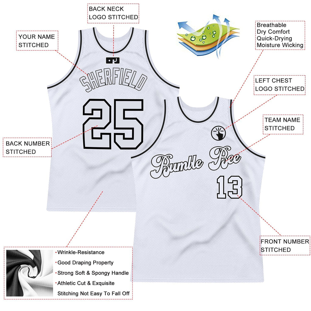 Custom Basketball Jersey - White White-Black Throwback - Style White0499
