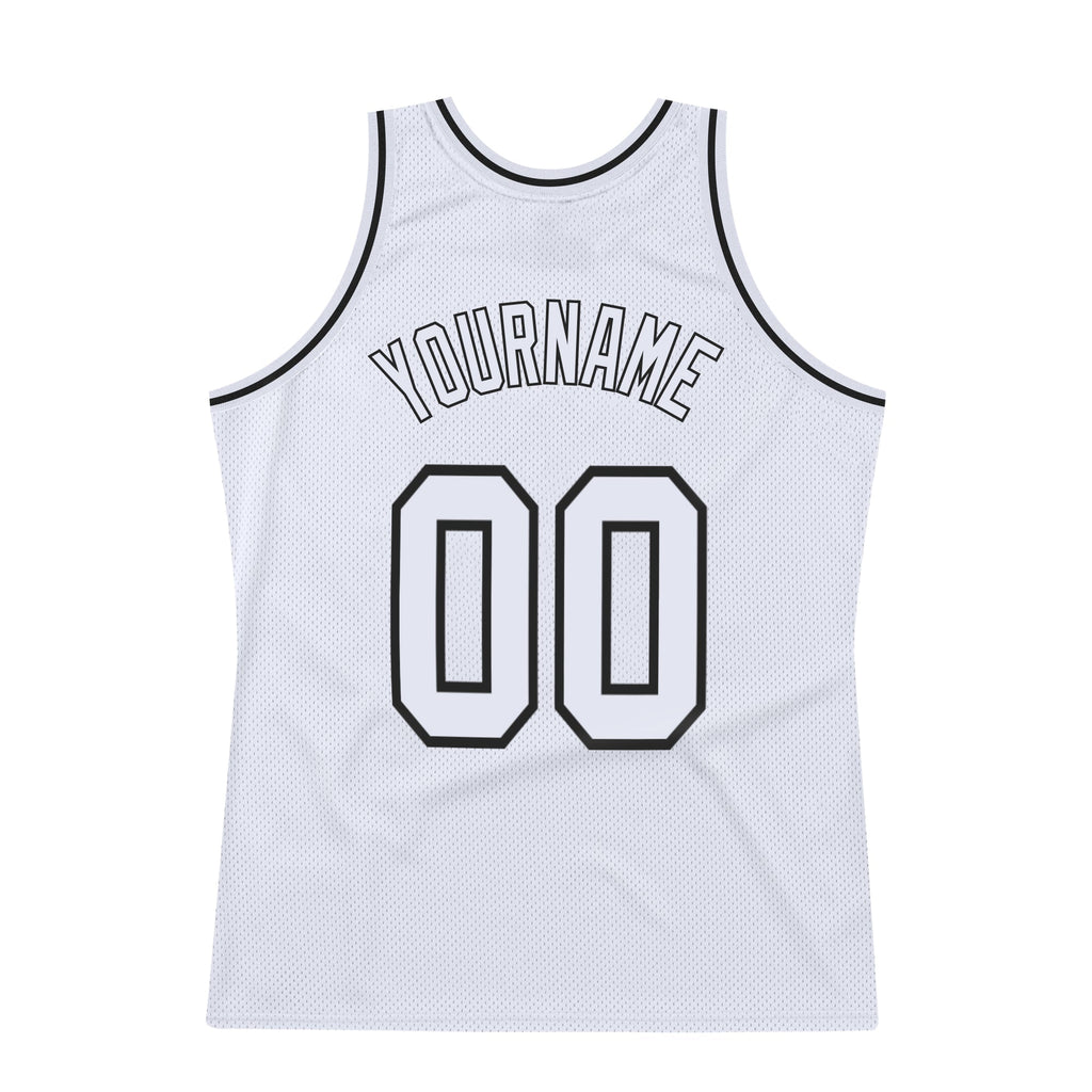 Custom Basketball Jersey - White White-Black Throwback - Style White0499