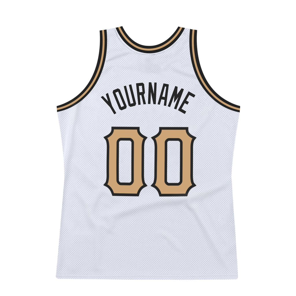 Custom Basketball Jersey - White Old Gold-Black Throwback