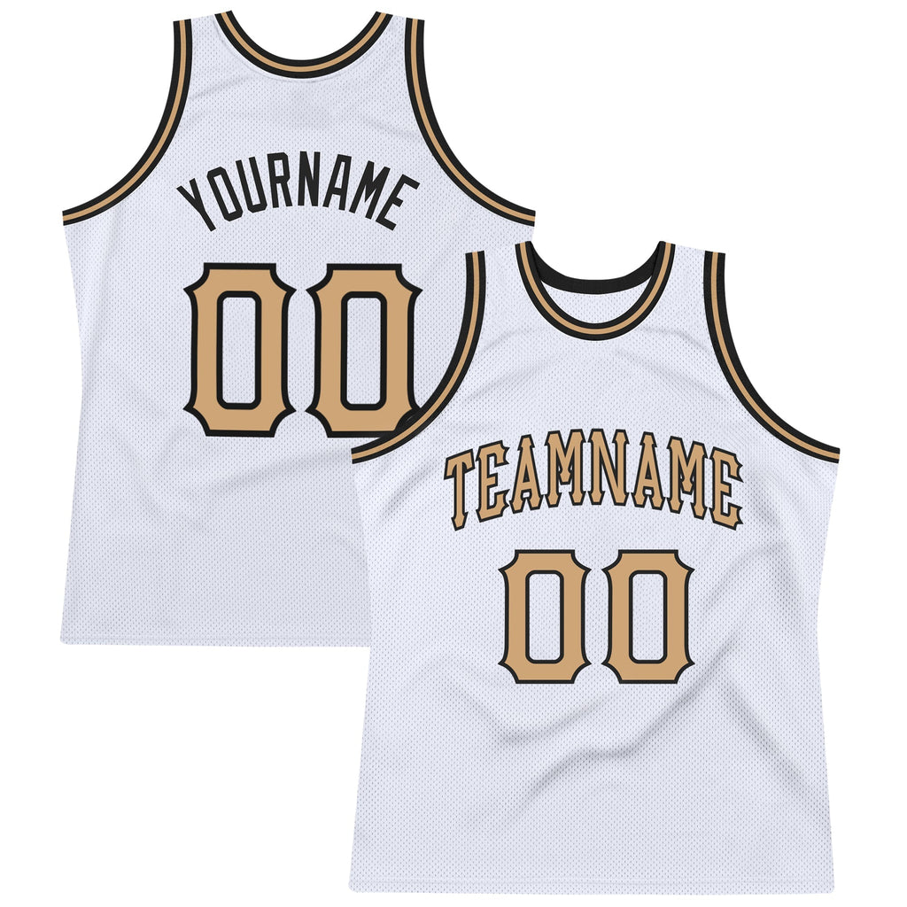 Custom Basketball Jersey - White Old Gold-Black Throwback
