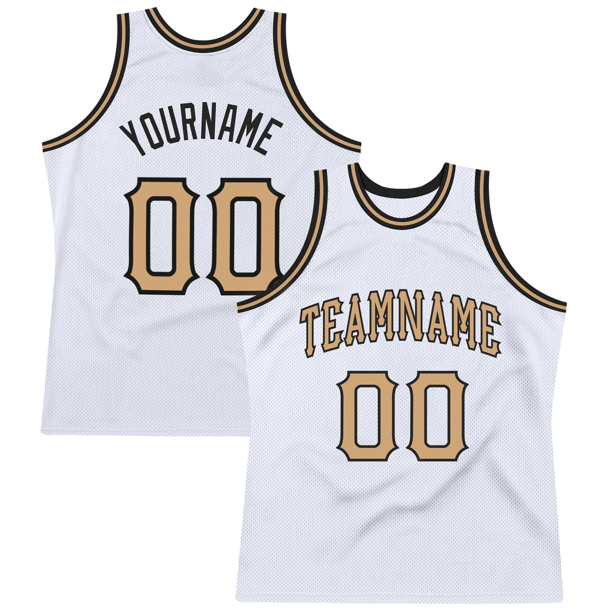 Custom Basketball Jersey - White Old Gold-Black Throwback