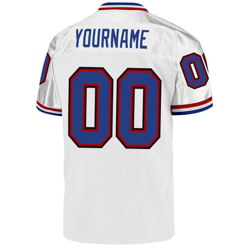 Custom Football Jersey - White Royal-Red Mesh Throwback