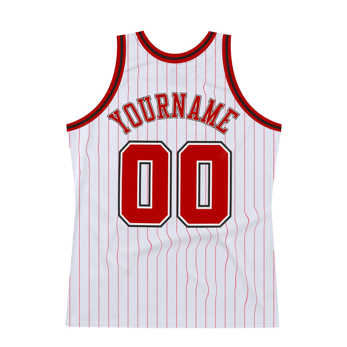 Custom Basketball Jersey - White Red Pinstripe Red-Black