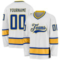 Custom Hockey Jersey - White Royal-Gold - Style White0646