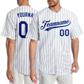 Custom Baseball Jersey - White Royal Pinstripe Royal-White