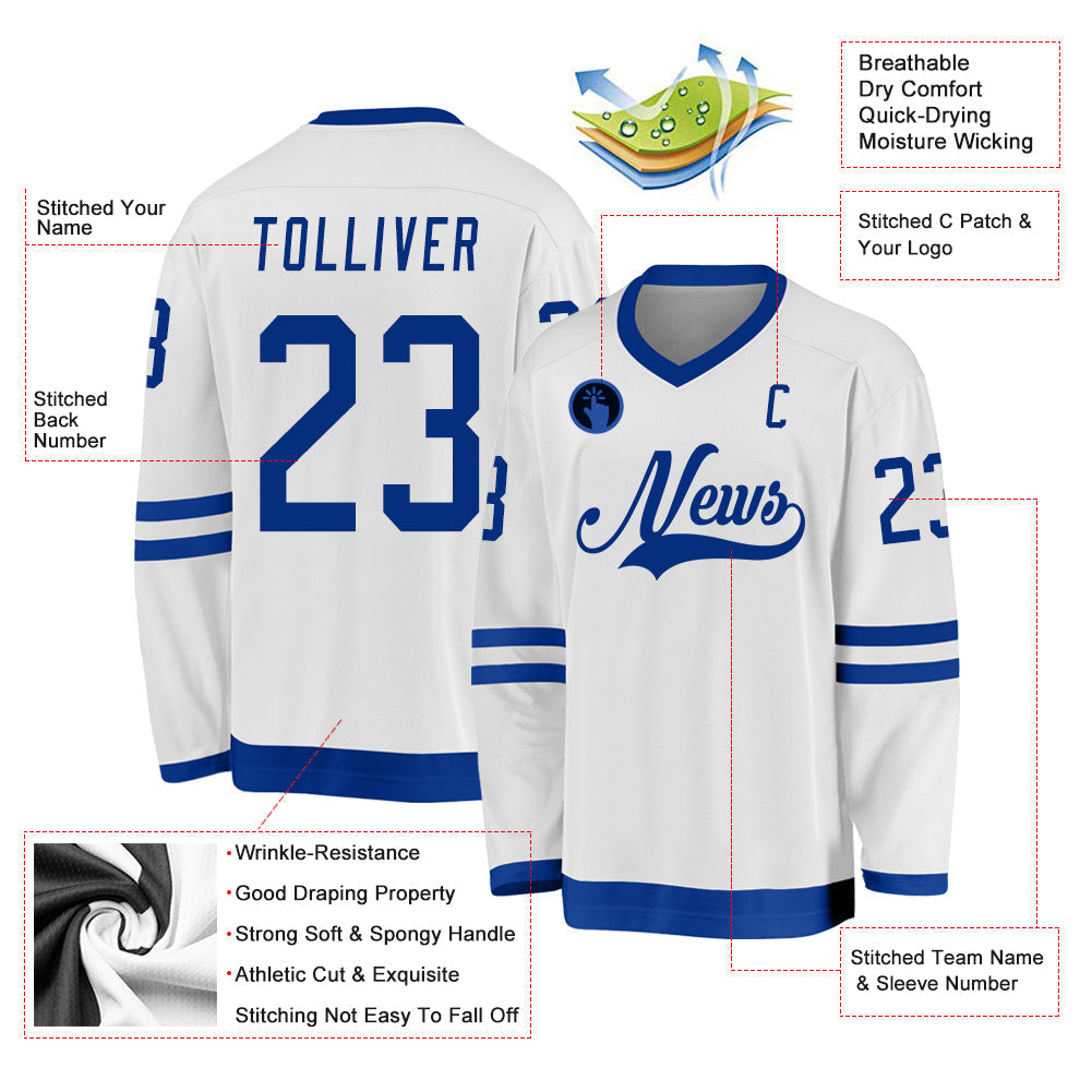 Custom Hockey Jersey - White Royal