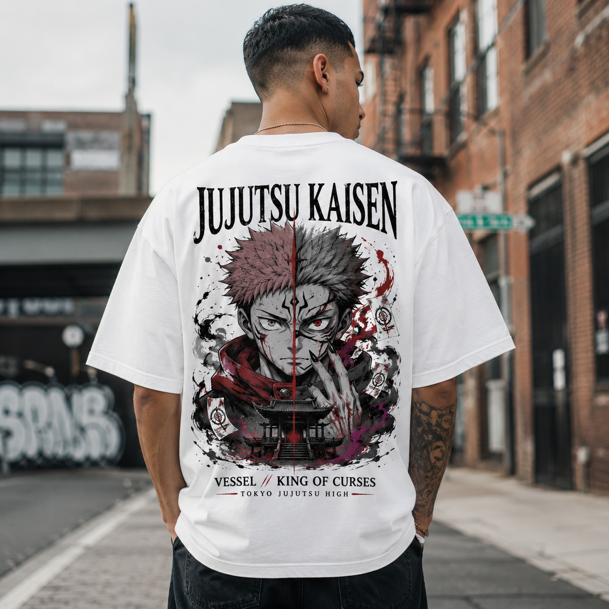 Yuji Itadori Jujutsu Kaisen Anime Graphic Tee - Vessel King Of Curses