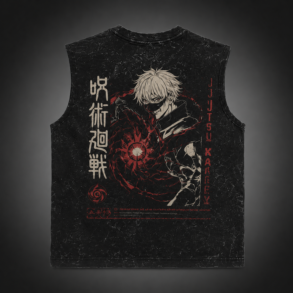 Yuta Okkotsu Jujutsu Kaisen Anime Tank Top - Cursed Manga Panels Acid Wash Vest