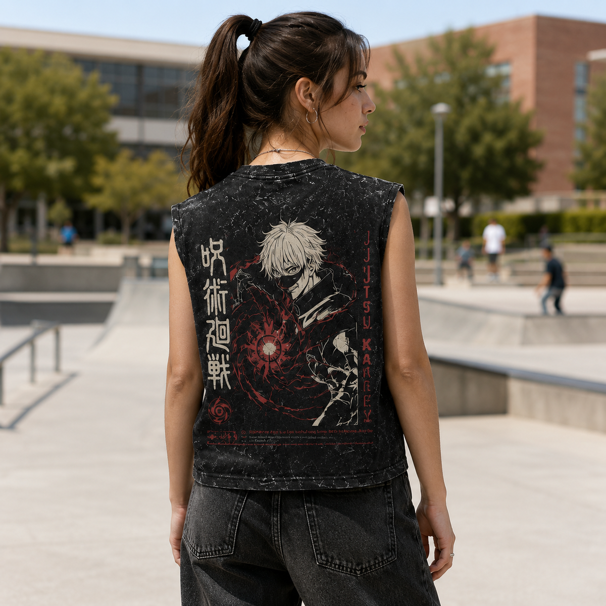Yuta Okkotsu Jujutsu Kaisen Anime Tank Top - Cursed Manga Panels Acid Wash Vest