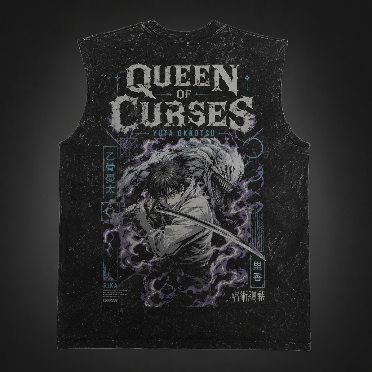 Yuta Okkotsu Jujutsu Kaisen Anime Tank Top - Queen Of Curses Acid Wash Vest