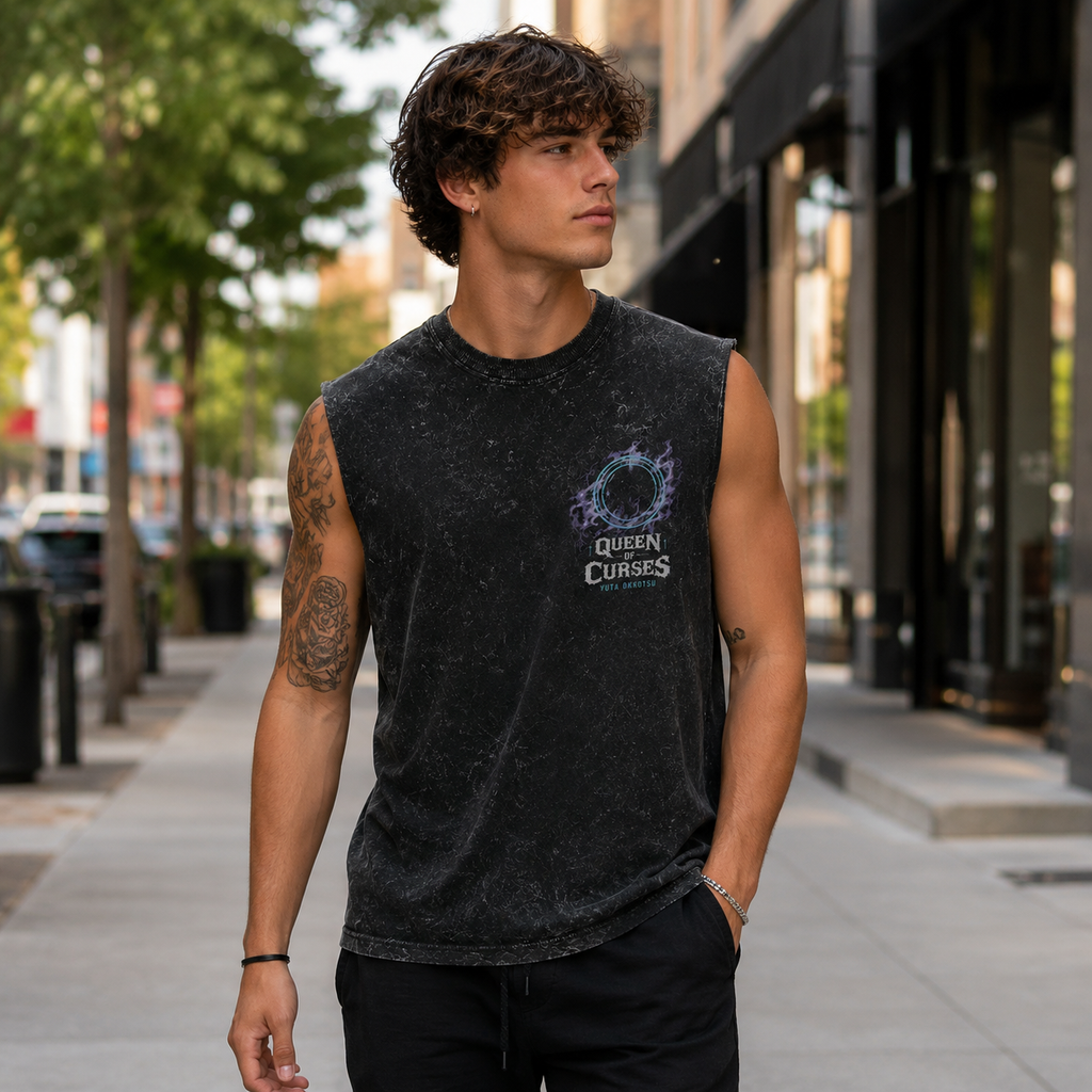Yuta Okkotsu Jujutsu Kaisen Anime Tank Top - Queen Of Curses Acid Wash Vest