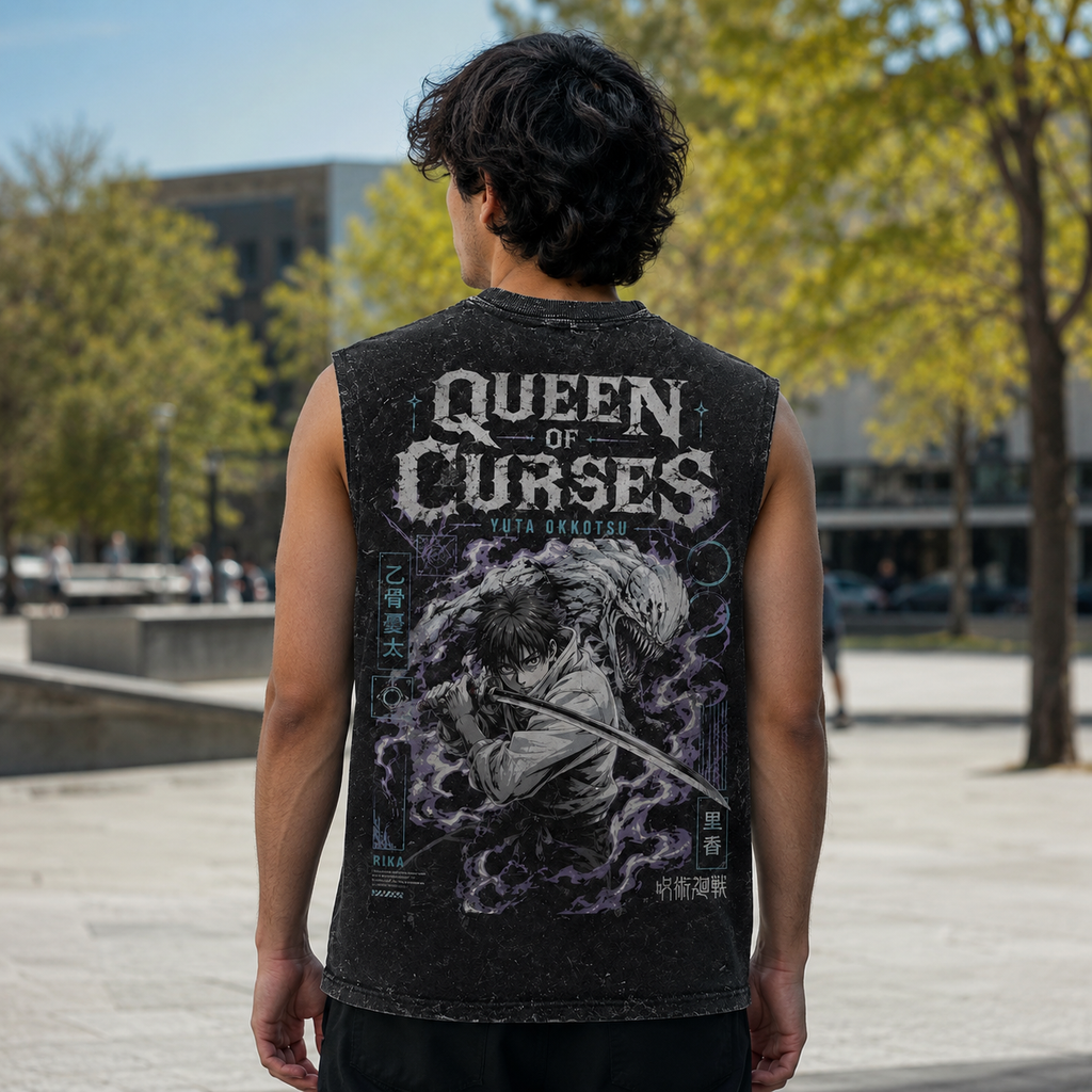 Yuta Okkotsu Jujutsu Kaisen Anime Tank Top - Queen Of Curses Acid Wash Vest